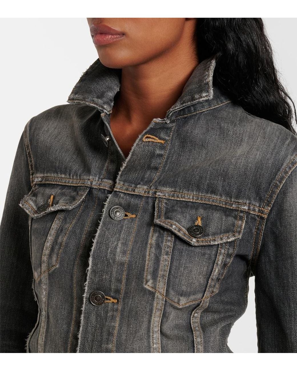 Balenciaga Gray Lace-Up Denim Jacket