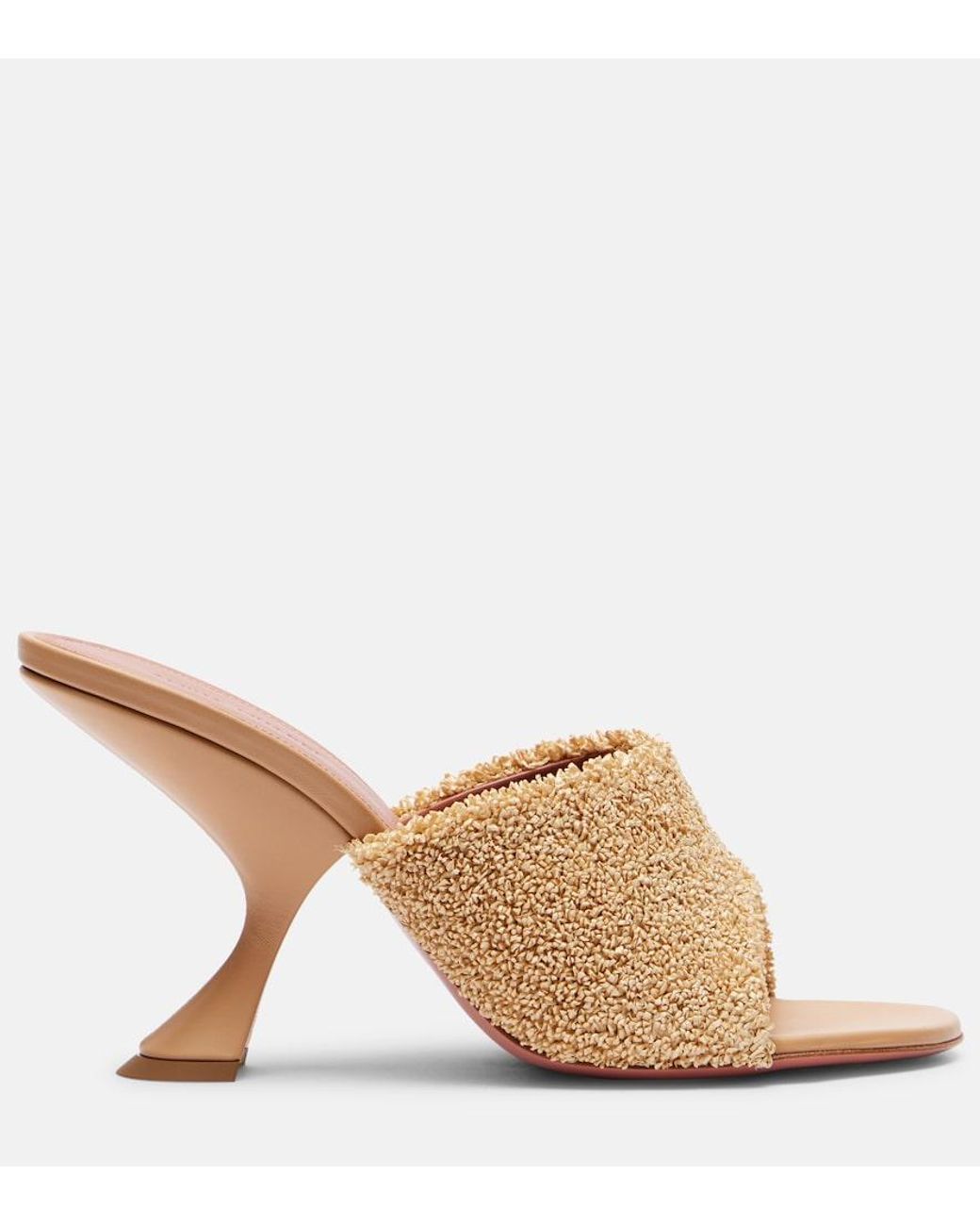 AMINA MUADDI Brown Taylor 90 Raffia-Effect Mules