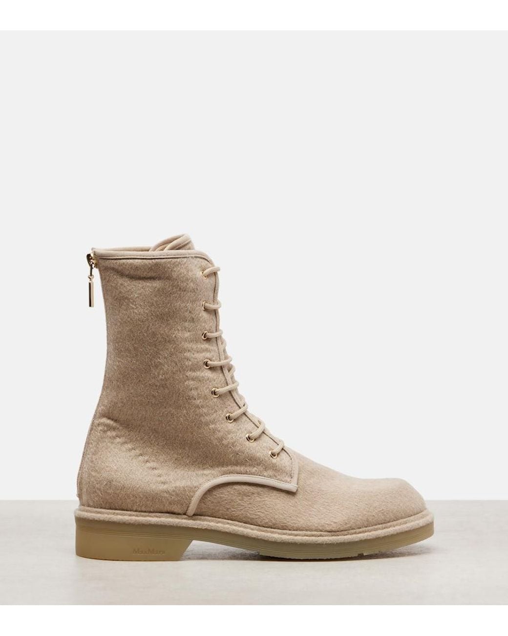 Max Mara Natural Baker Cashmere Combat Boots