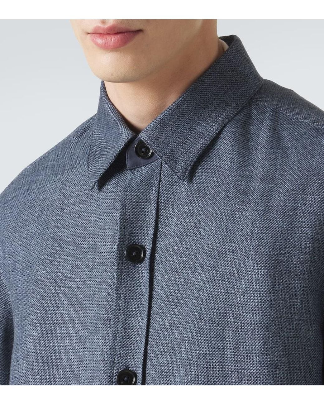 Zegna Blue Cashmere, Linen And Silk Overshirt for men