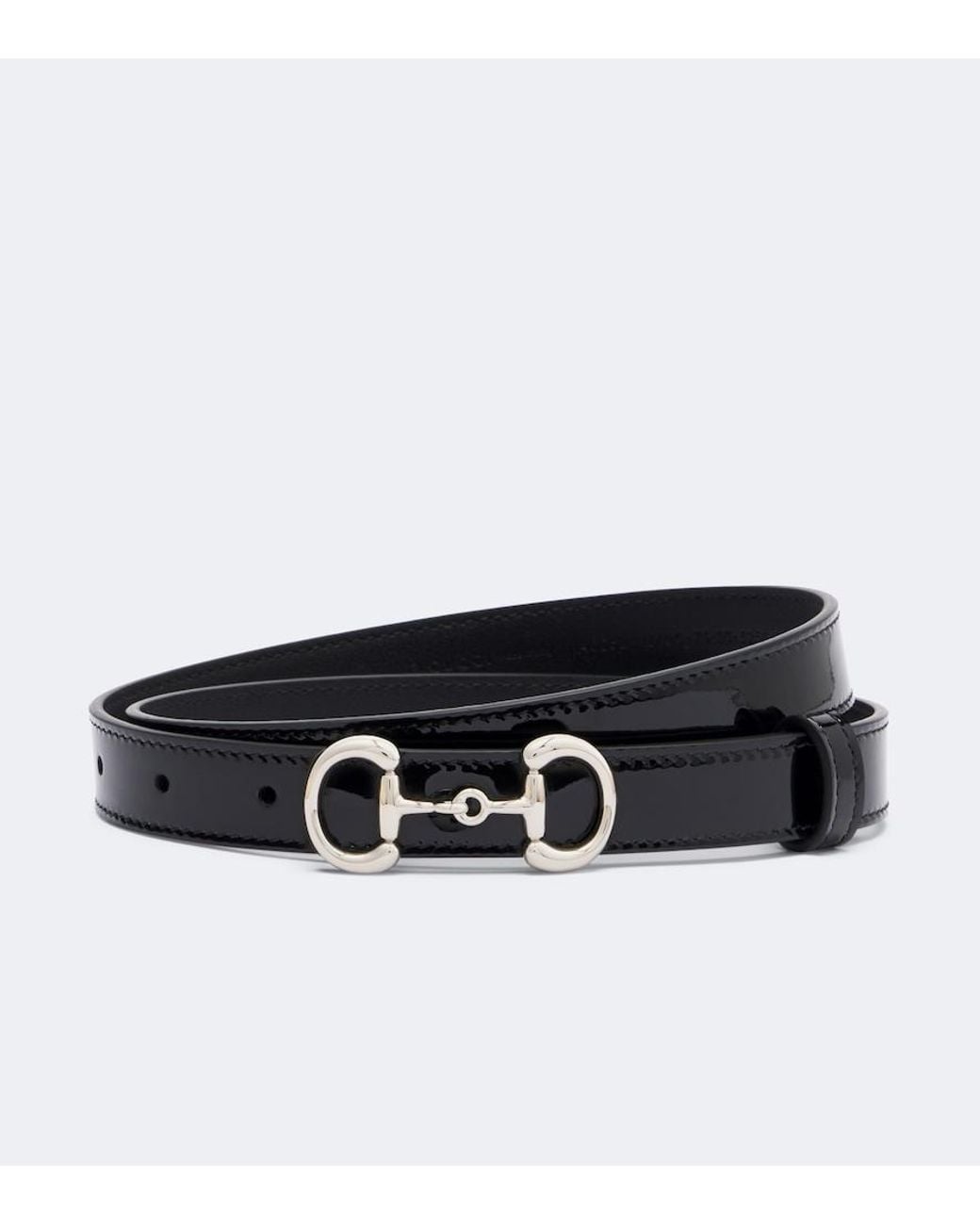 Gucci Black Horsebit Patent Leather Belt