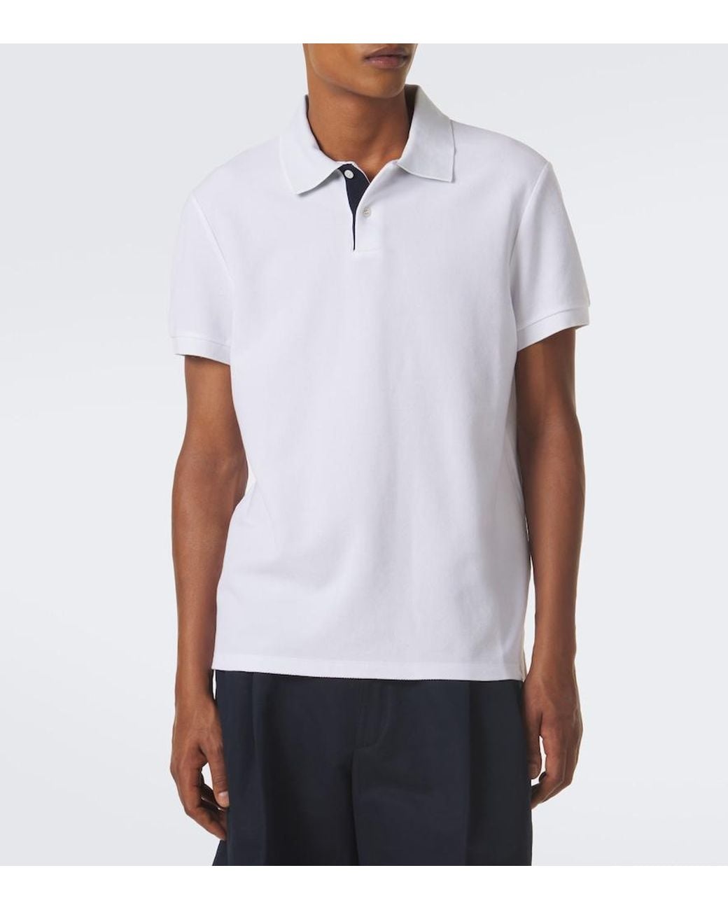 Dunhill White Cotton Pique Polo Shirt for men