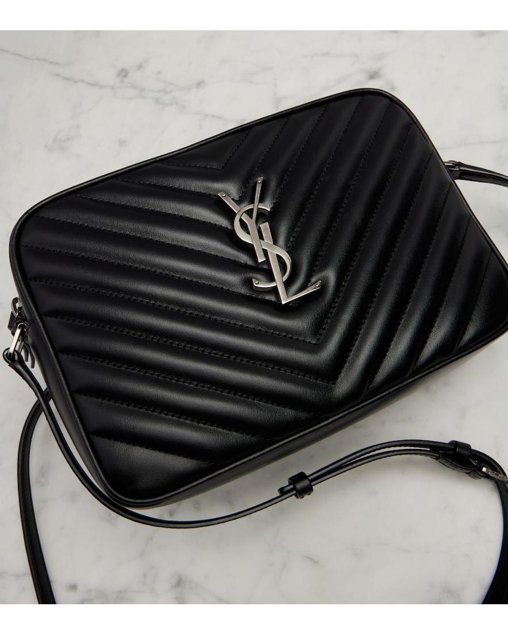 Saint Laurent Black Lou Quilted Leather Camera Bag