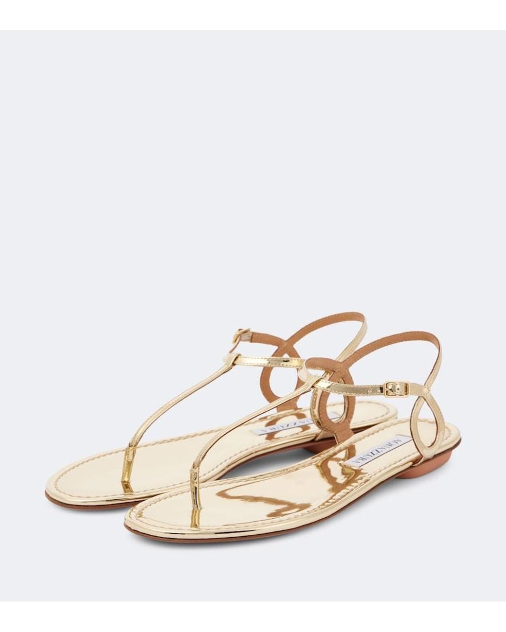 Aquazzura Natural Almost Bare Metallic Leather Thong Sandals