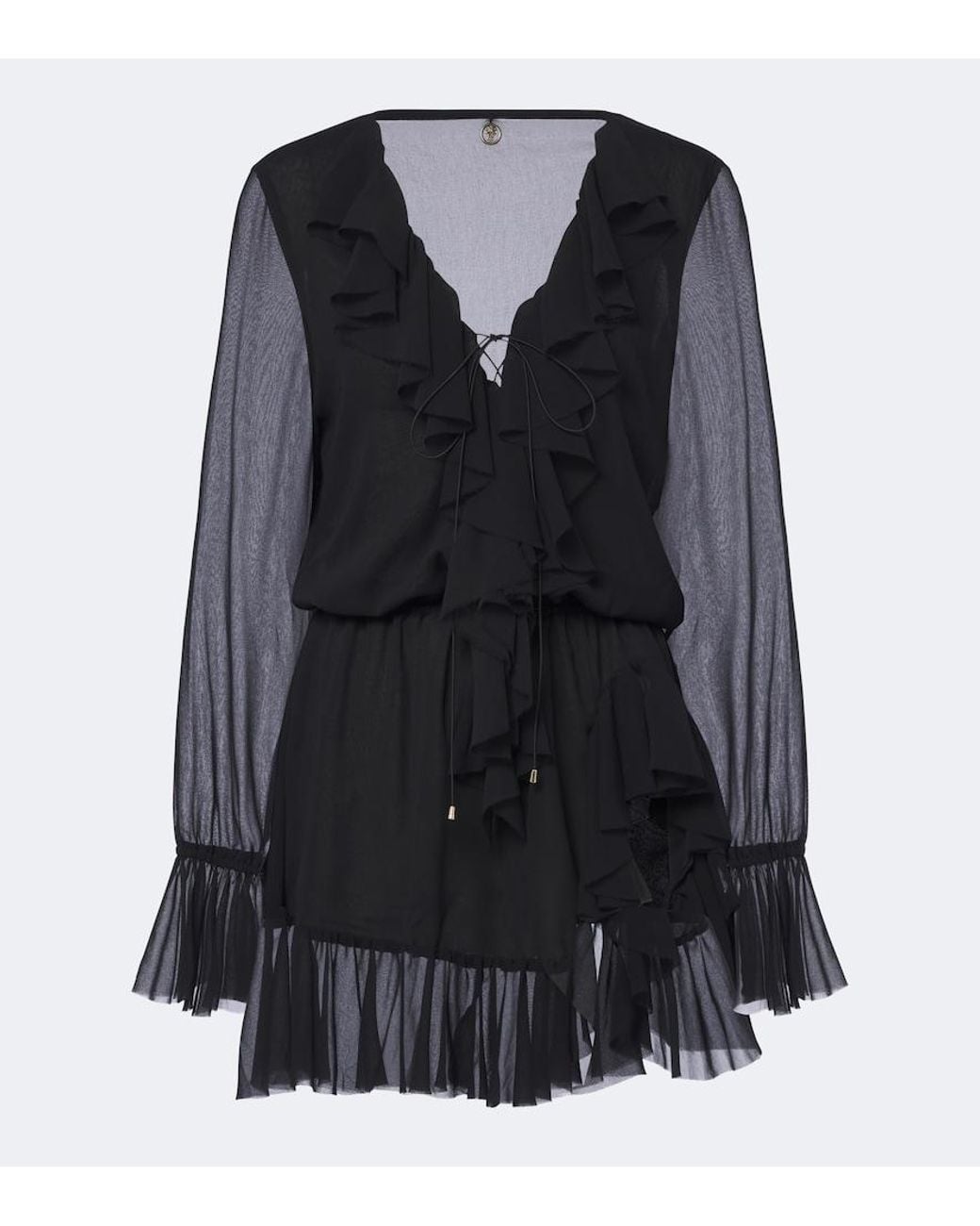 Bananhot Black Bellen Ruffled Minidress