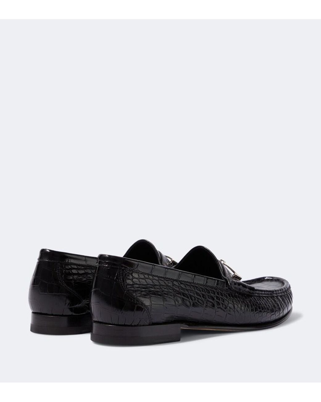 Tom Ford Black Oscar Double T Croc-Effect Leather Loafers for men