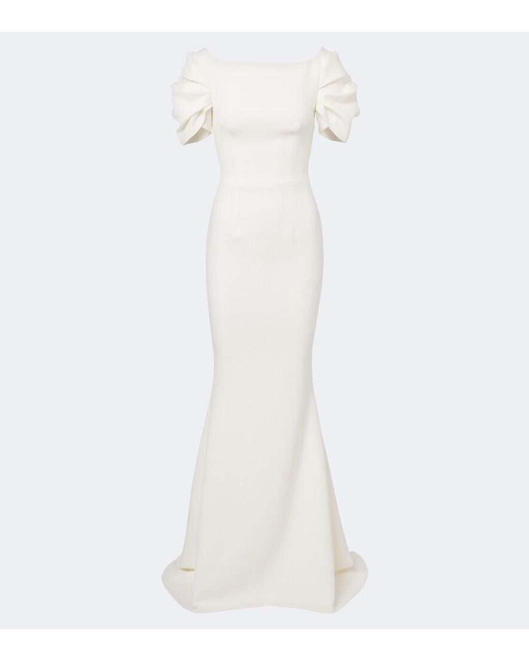 Safiyaa White Bridal Ivon Draped Crepe Gown
