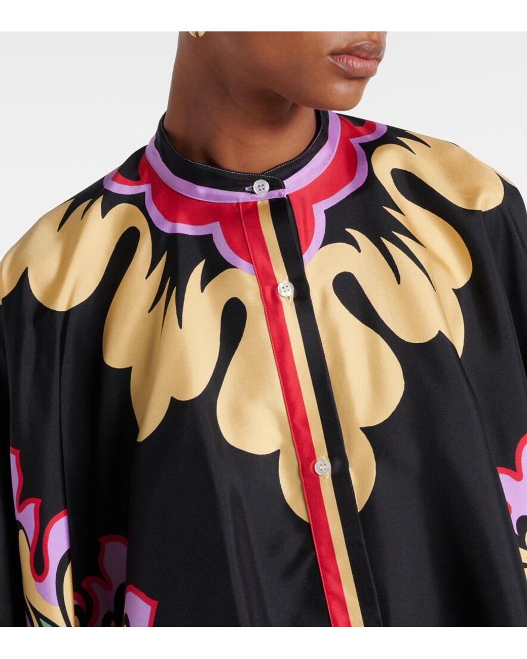 LaDoubleJ Black Foulard Printed Silk Blouse