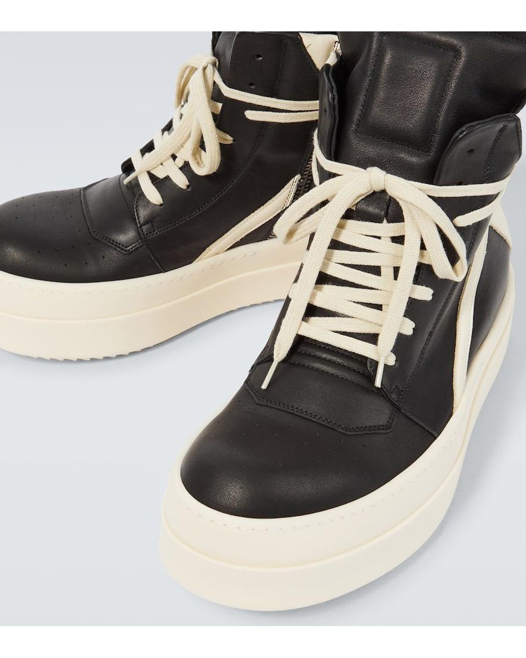 ★Rick Owen★GEOBASKET Leather high-top platform sneakers Geobasket leather high-top sneakers in black - Rick Owens
