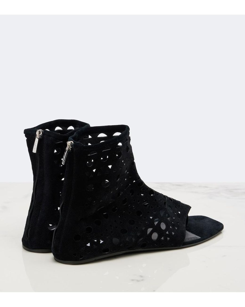 Alaïa Black Neo Vienne Suede Thong Sandals