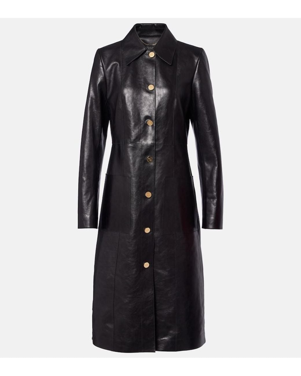 Gucci Black Interlocking G Leather Coat