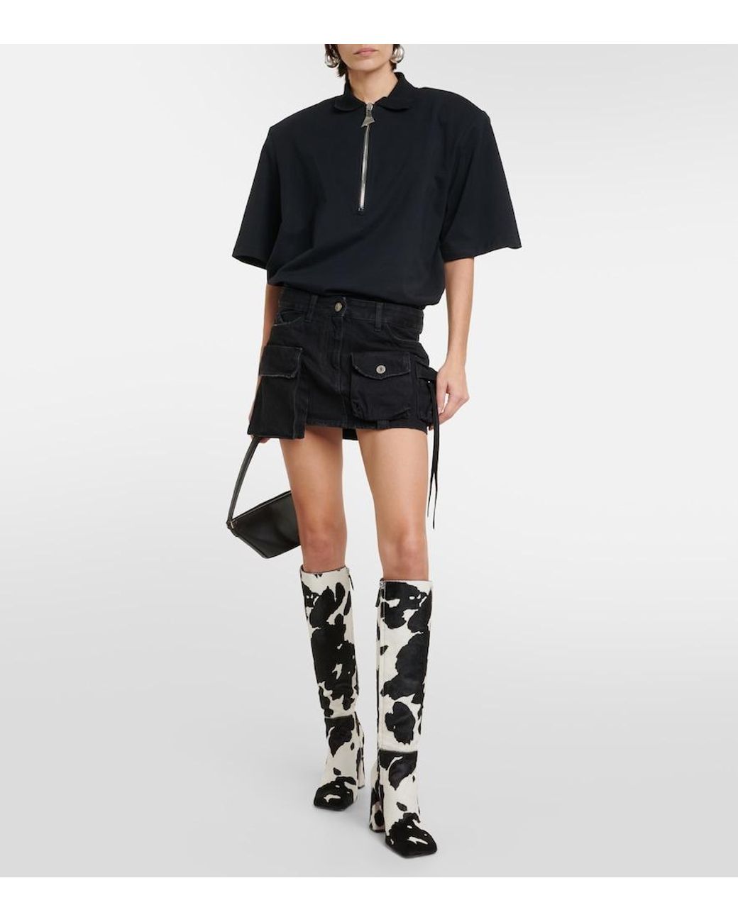 AMINA MUADDI White Marine Calf Hair Knee-High Boots