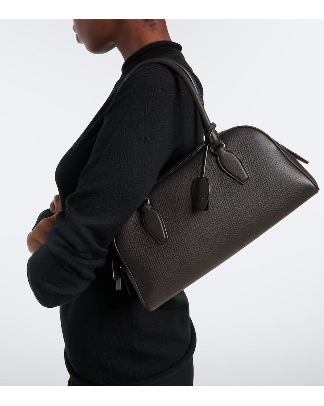 The Row Black E/W India Small Leather Shoulder Bag