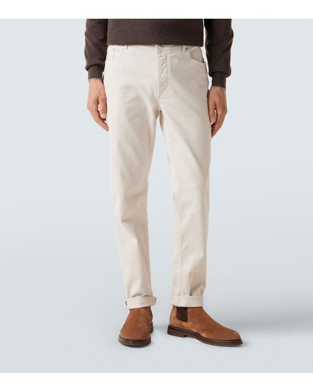Brunello Cucinelli Natural Mid-Rise Slim Jeans for men