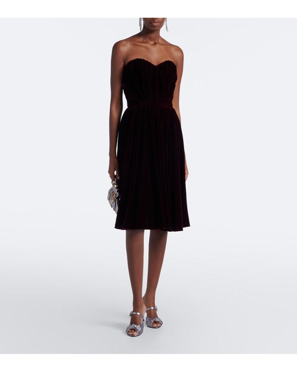 Dolce & Gabbana Black Velvet Bustier Dress