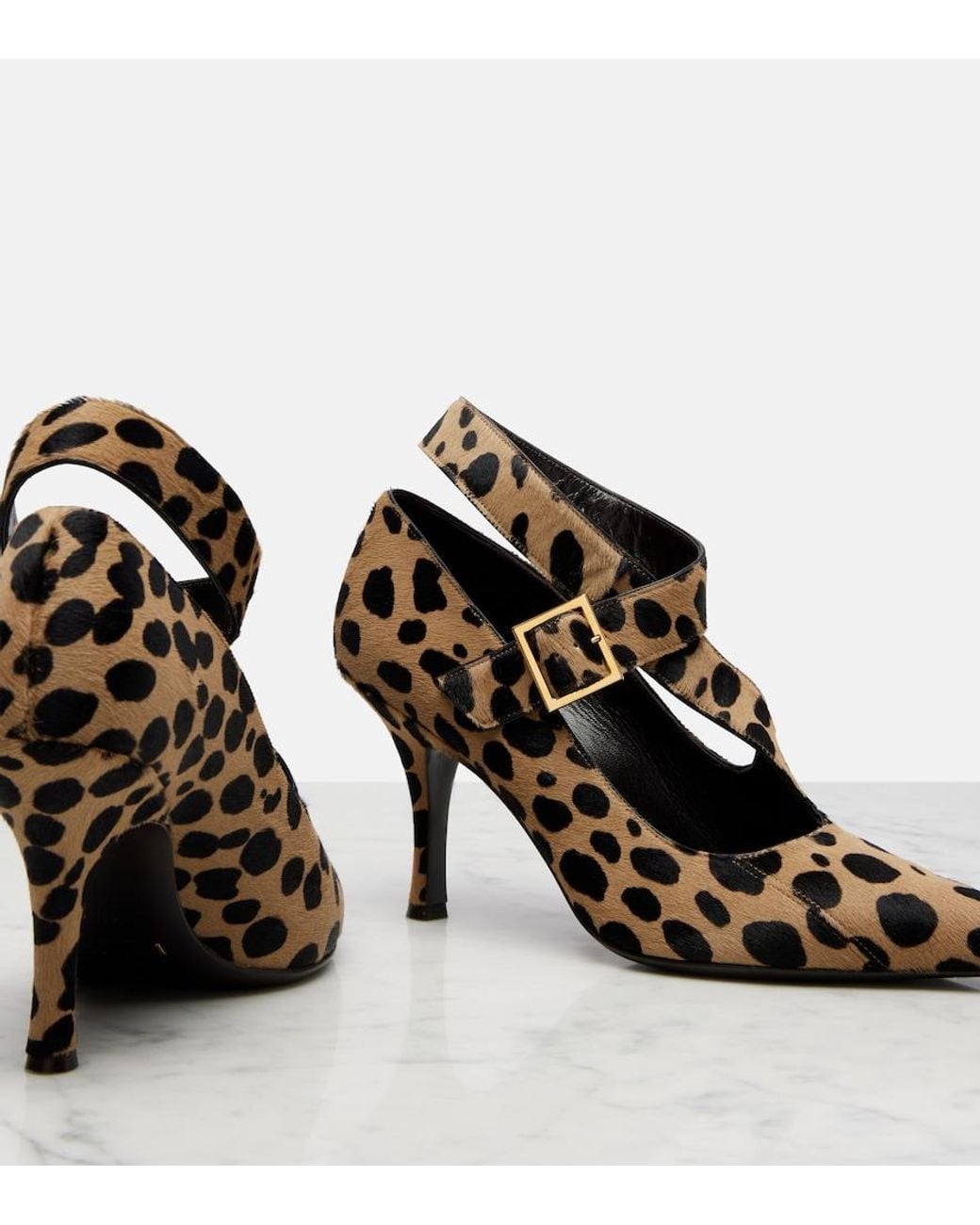 Khaite Brown Sloan 85 Animal-Print Calf Hair Pumps