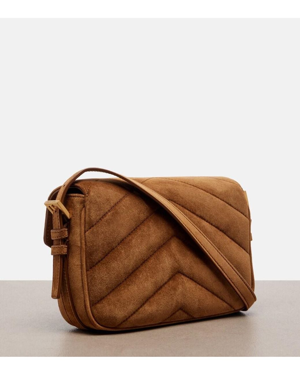 Saint Laurent Brown Loulou Toy Matelasse Suede Crossbody Bag