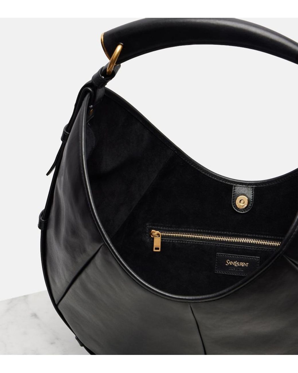 Saint Laurent Black Mombasa Medium Leather Shoulder Bag
