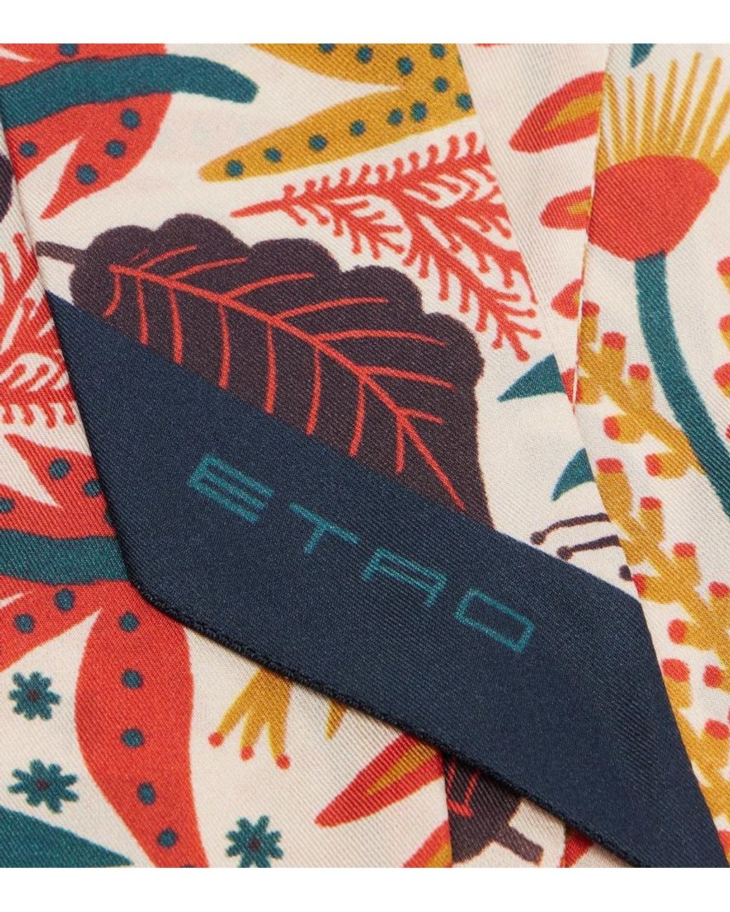 Etro White Printed Silk Twill Scarf