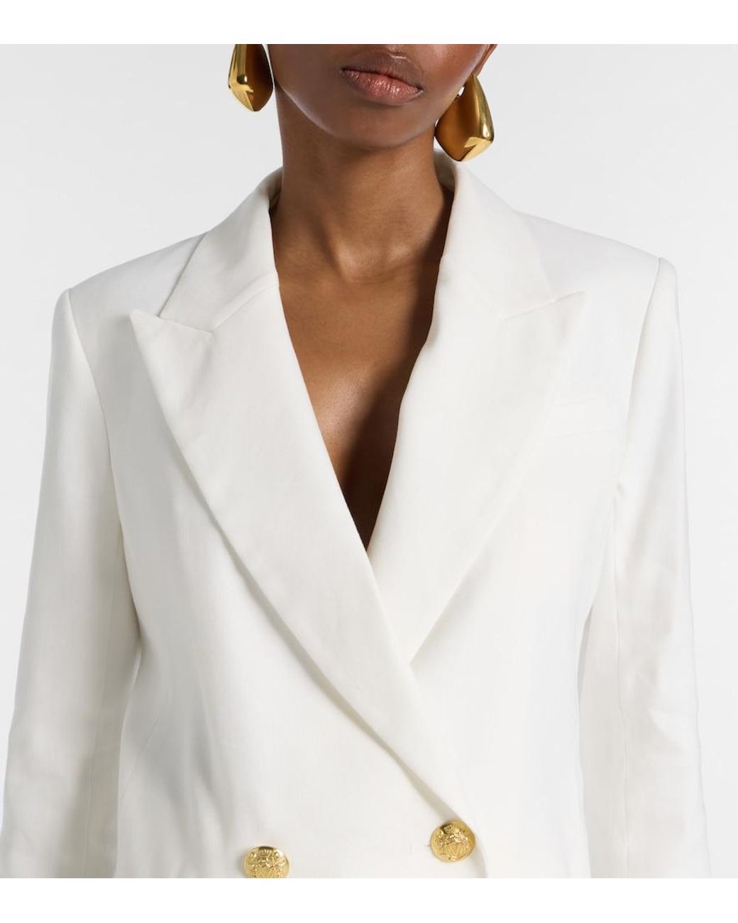Veronica Beard White Dale Linen-Blend Blazer