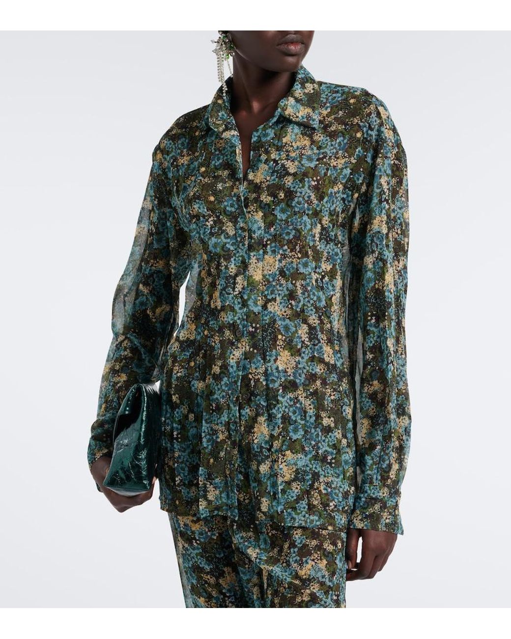 Dries Van Noten Green Floral Shirt