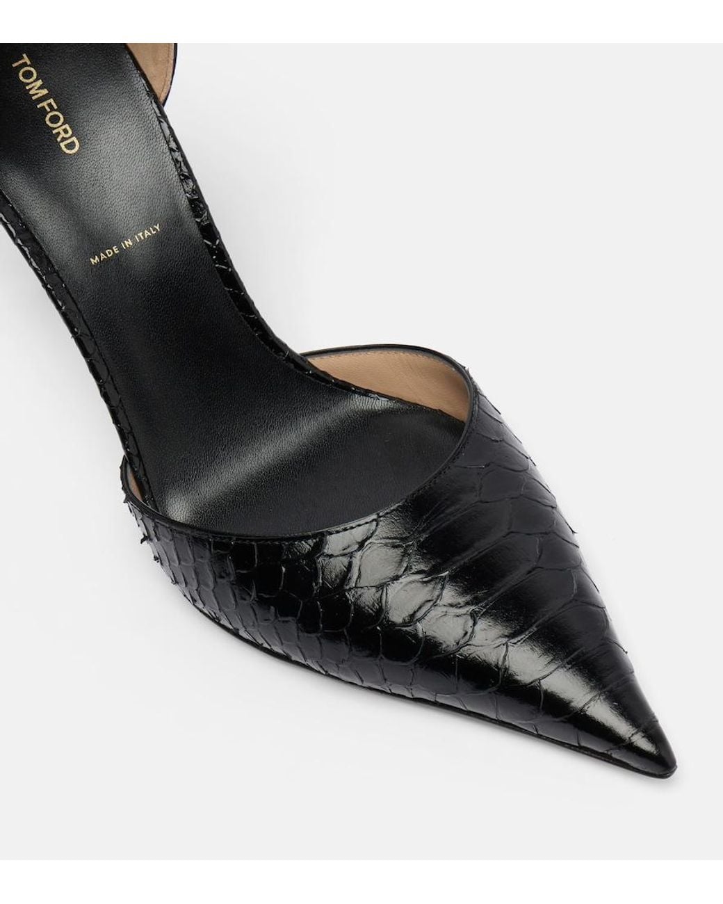 Tom Ford Black Spire Snake-Effect Leather Pumps