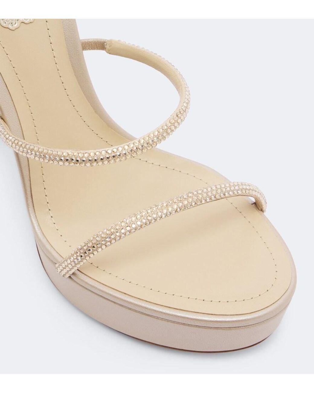 Rene Caovilla White Cleo Embellished Satin Platform Sandals