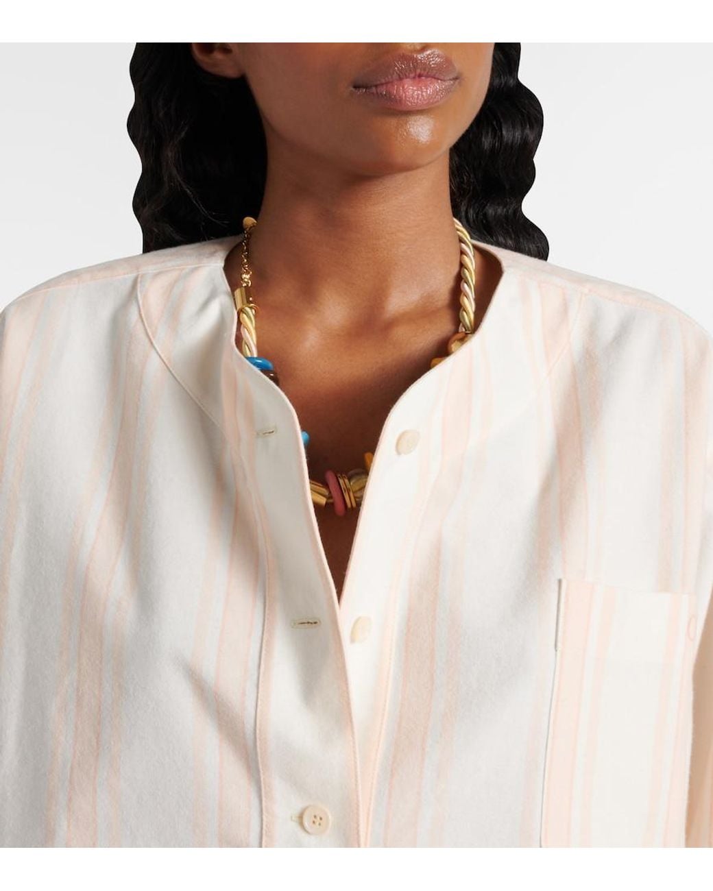 Chloé White Striped Cotton Crop Top