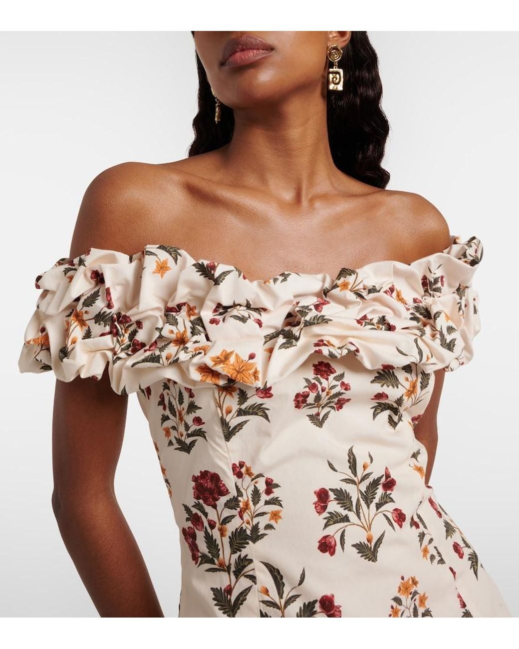 Agua Bendita Natural Floral Ruffled Cotton Minidress