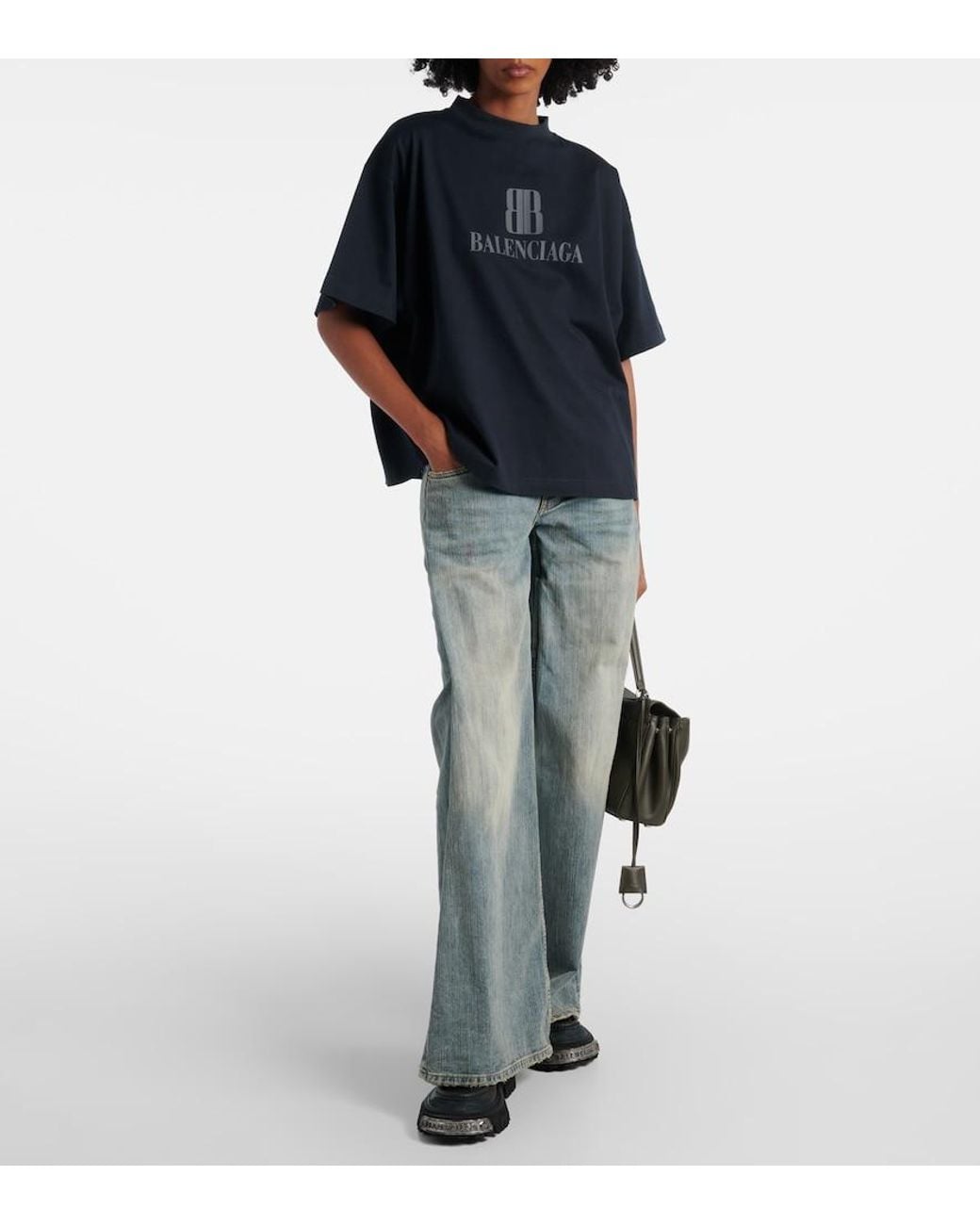 Balenciaga Blue T-Shirt Aus Baumwoll-Jersey