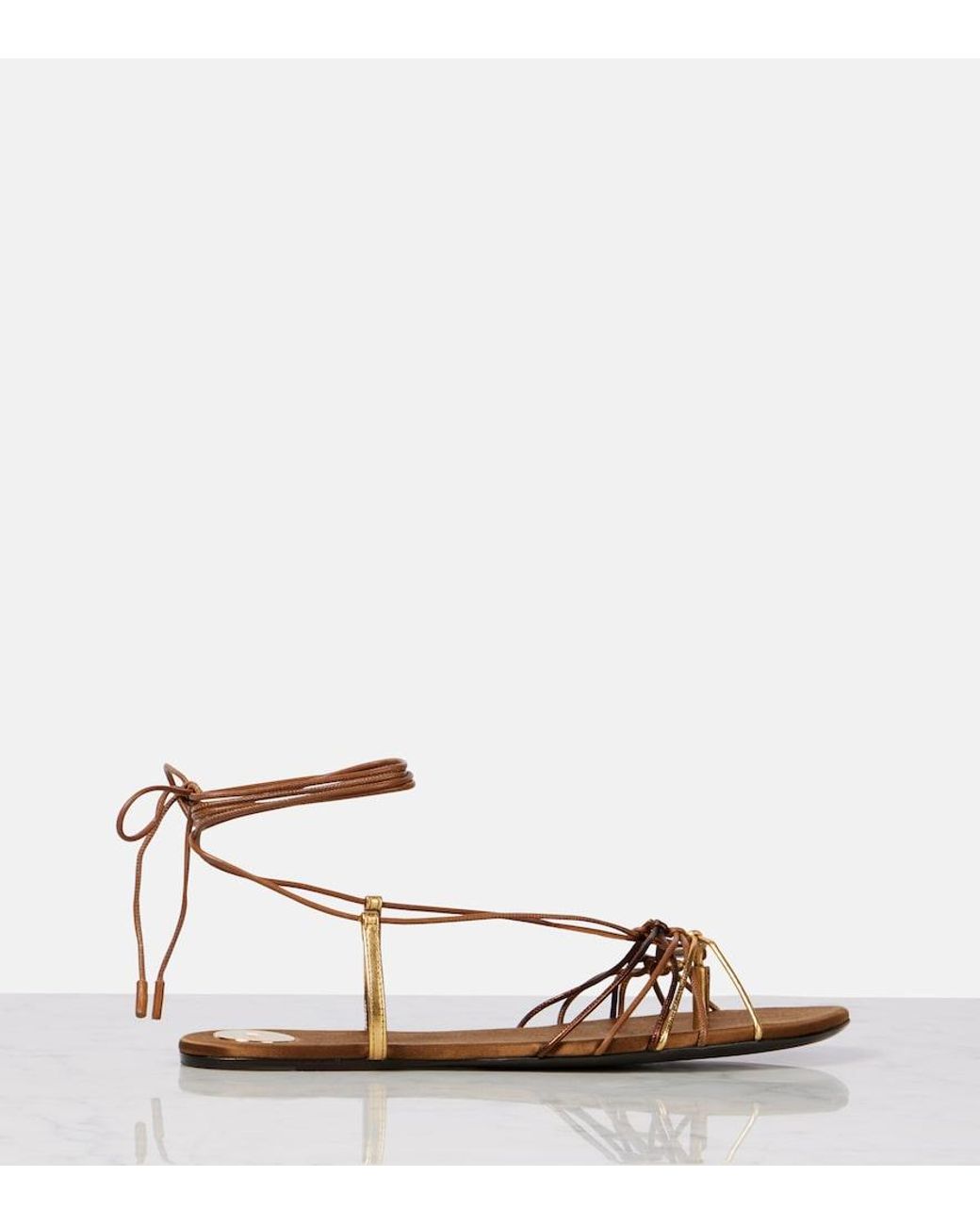 Saint Laurent Brown Babylone Cassandre Leather Sandals
