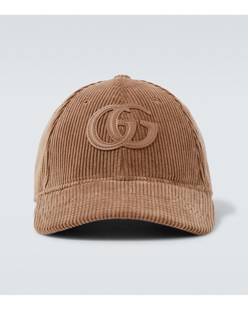 Gucci Brown Double G Cotton Corduroy Baseball Cap for men