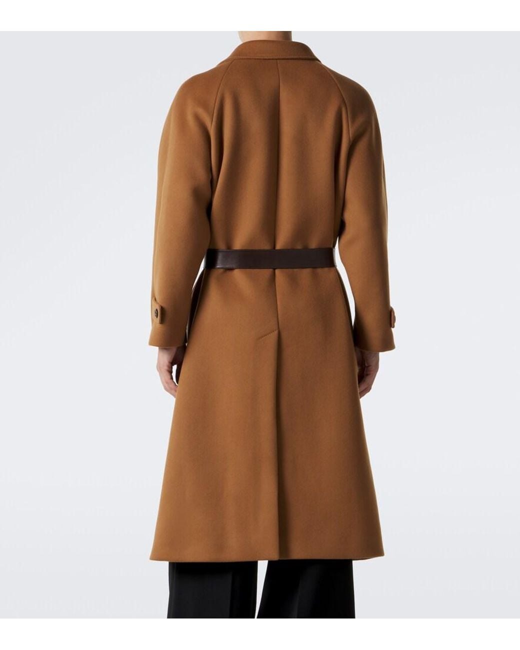 Saint Laurent Brown Belted Wool Overcoat for men
