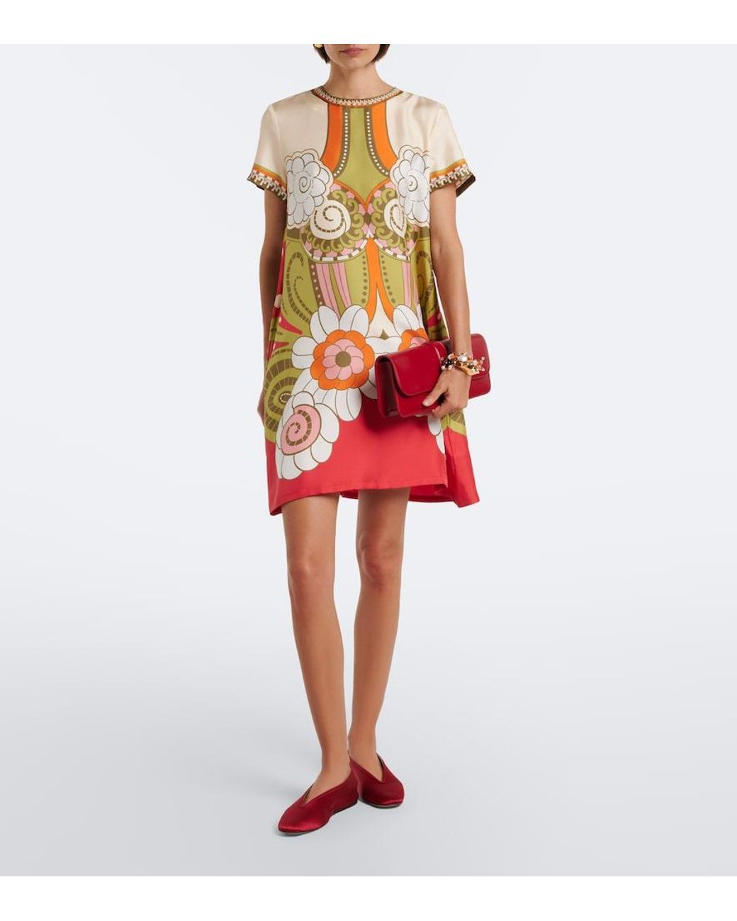 LaDoubleJ Multicolor Mini Swing Printed Silk Minidress