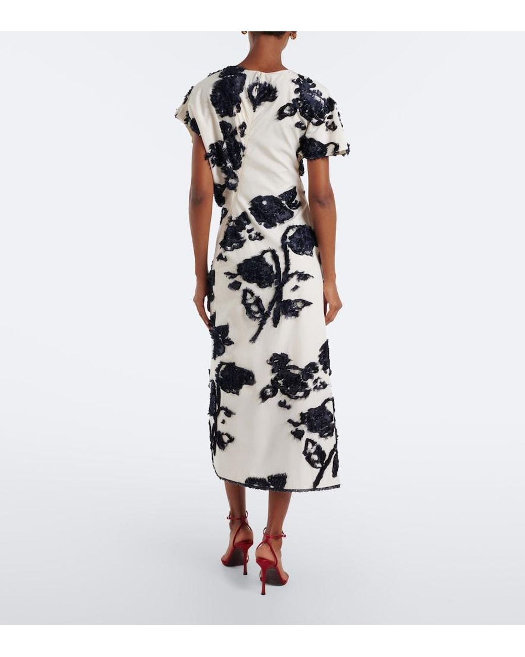 Erdem White Fil Coupe Poplin Midi Dress