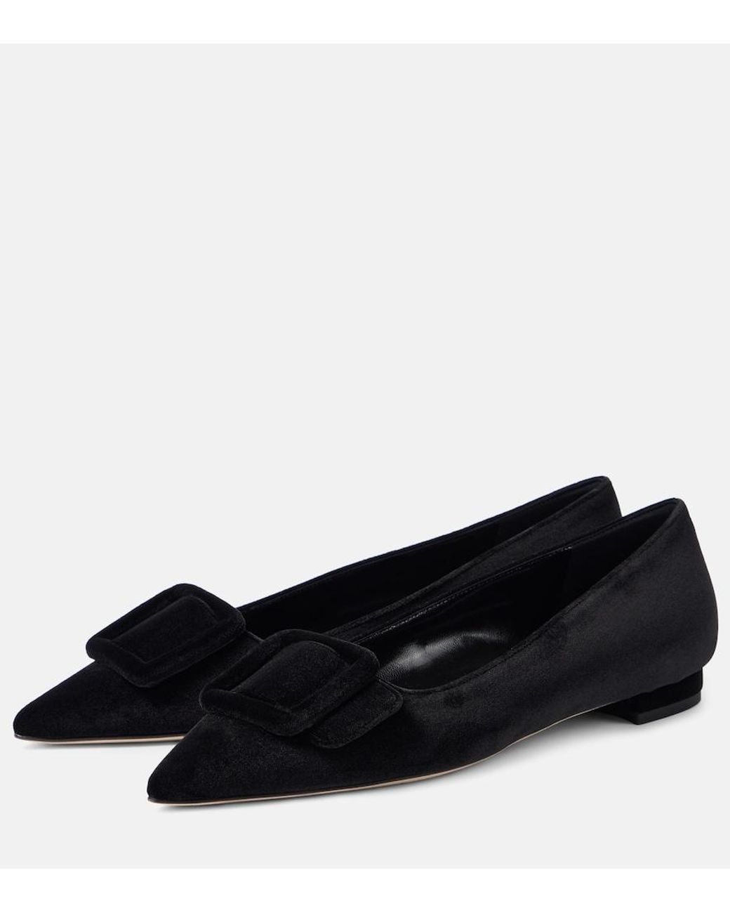 Manolo Blahnik Black Maysalepumpflat Velvet Ballet Flats