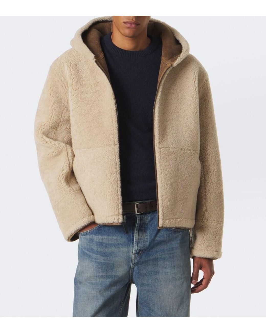 Yves Salomon Natural Reversible Shearling And Leather Jacket for men