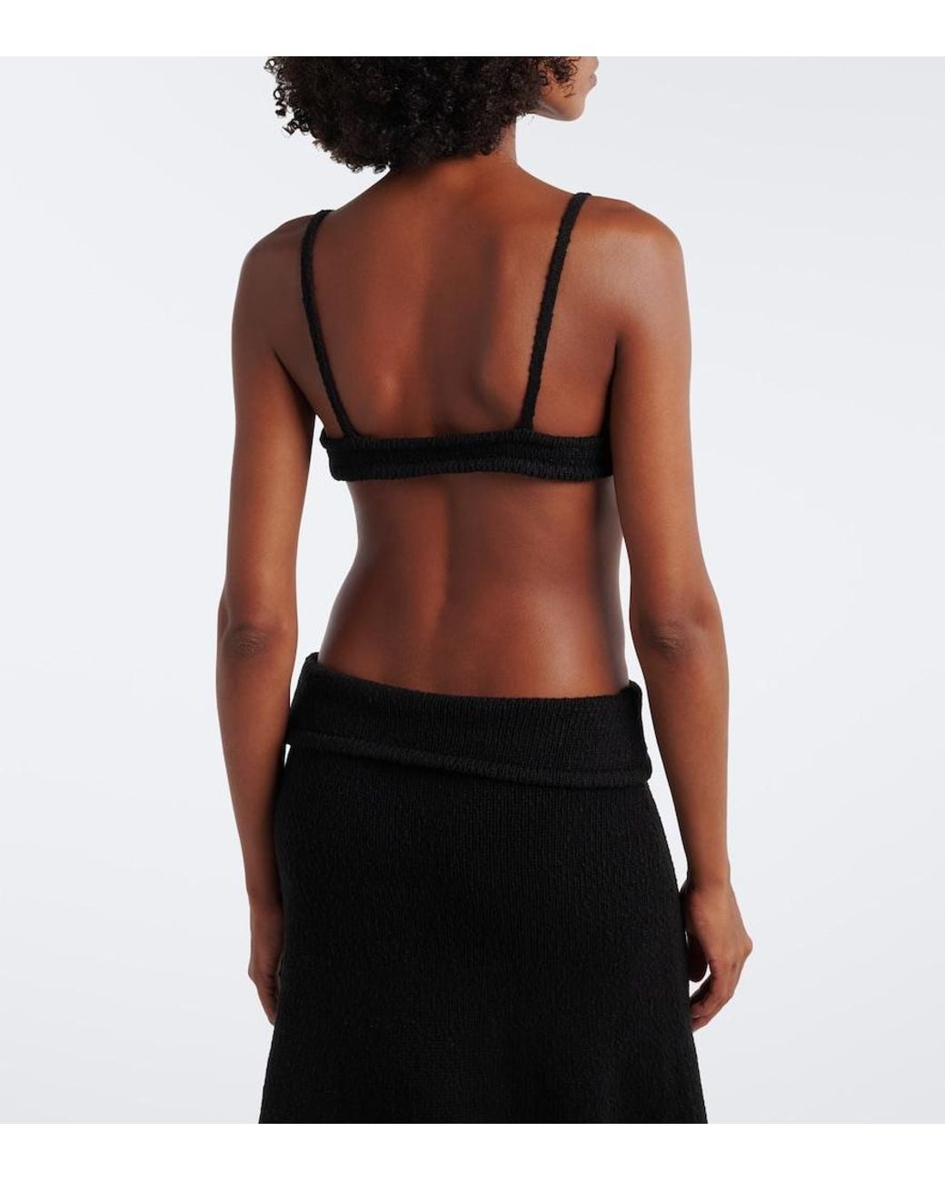 AYA MUSE Black Kena Knitted Cotton Bra Top