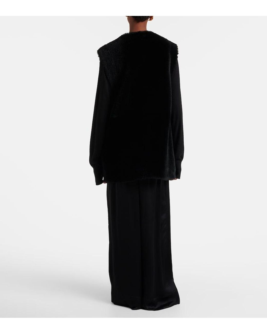 Totême Black Satin Wide-Leg Pants