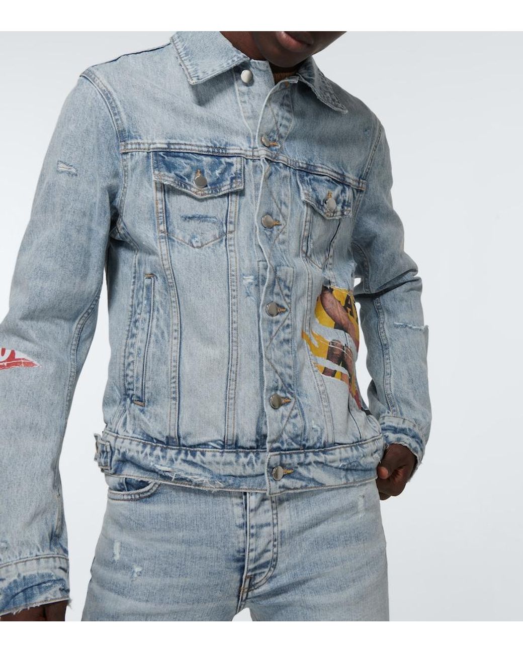 Amiri Blue Playboy Denim Trucker Jacket for men