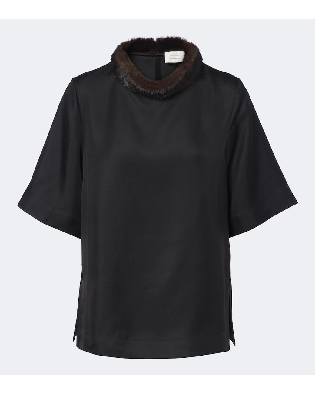 Loulou de Saison Black Dana Silk Twill Top