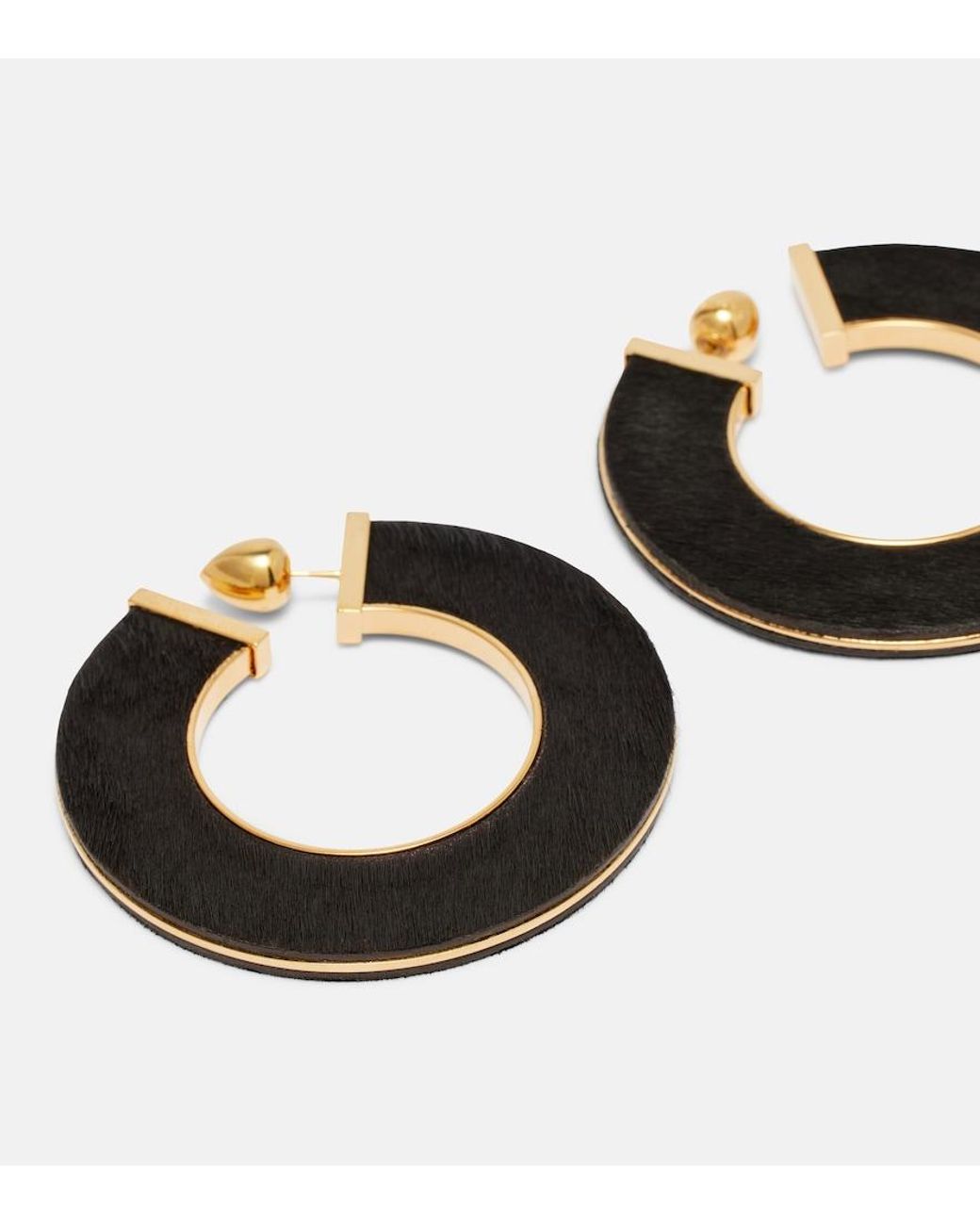 Alaïa Black Blade Medium Leather Hoop Earrings