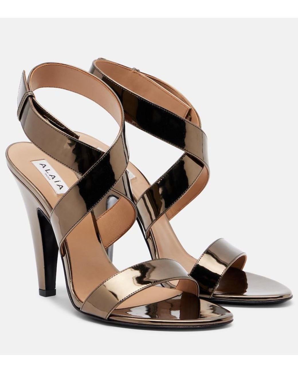 Alaïa Metallic Cone Mirrored Leather Sandals