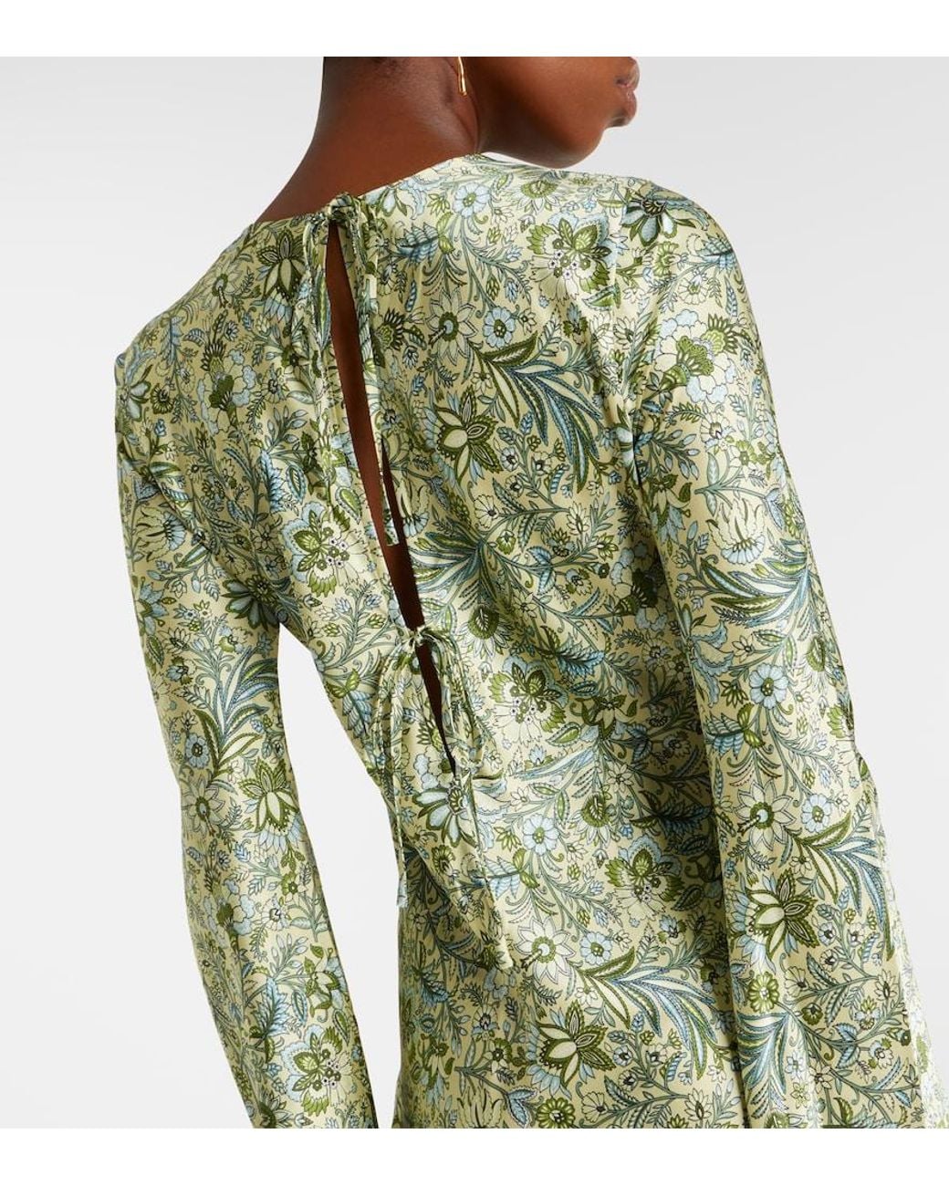 Veronica Beard Green Gemma Printed Silk-Blend Maxi Dress