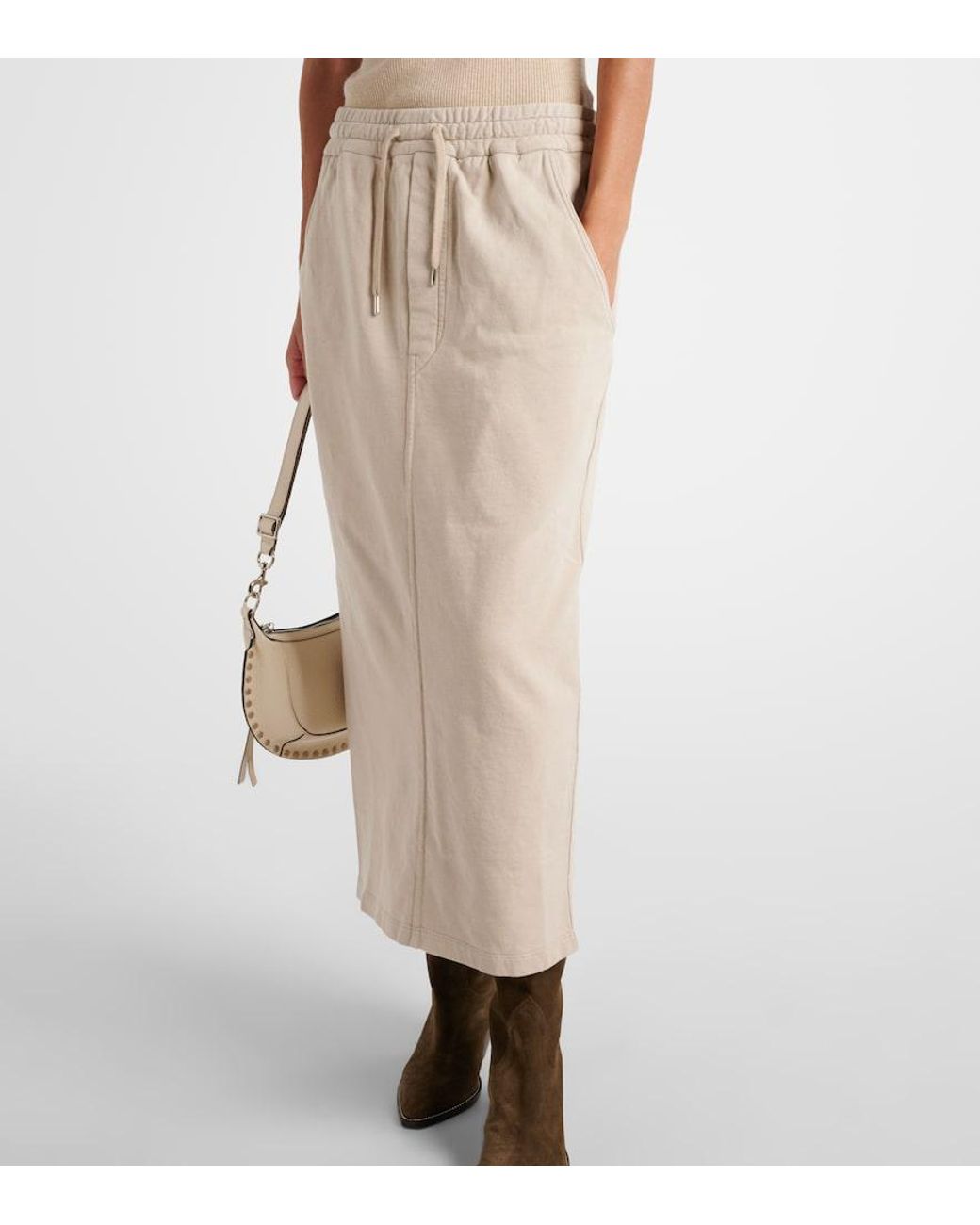 Isabel Marant Natural Noreen Cotton Jersey Midi Skirt