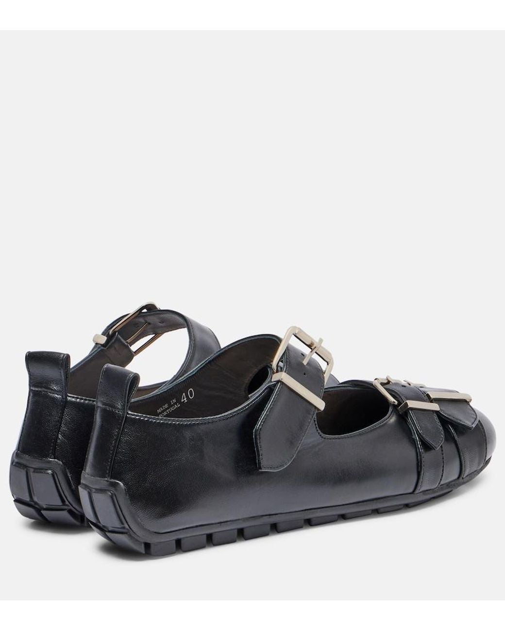 Simone Rocha Black Buckle Ballerina Leather Ballet Flats