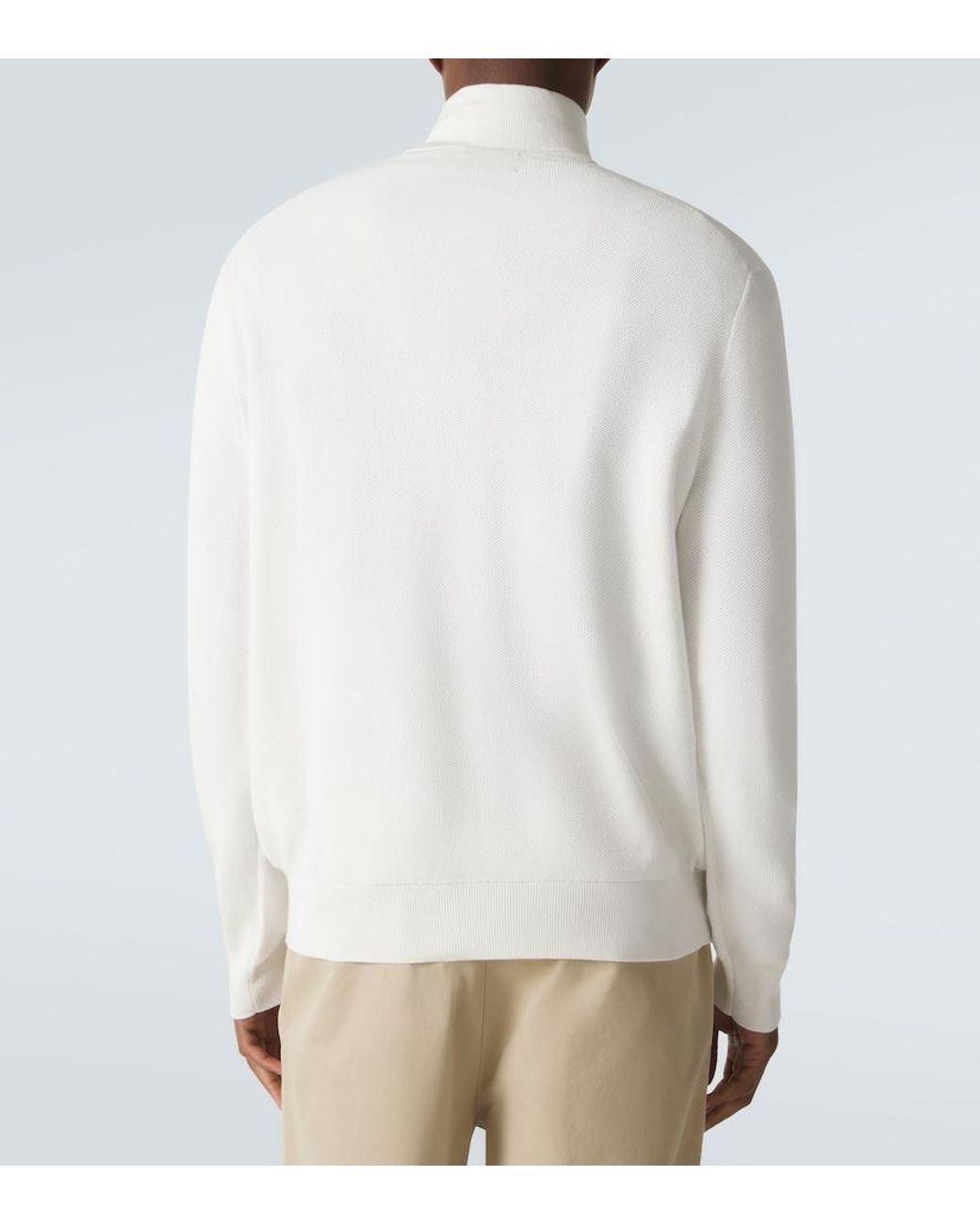 Polo Ralph Lauren White Logo Cotton Half-Zip Sweater for men