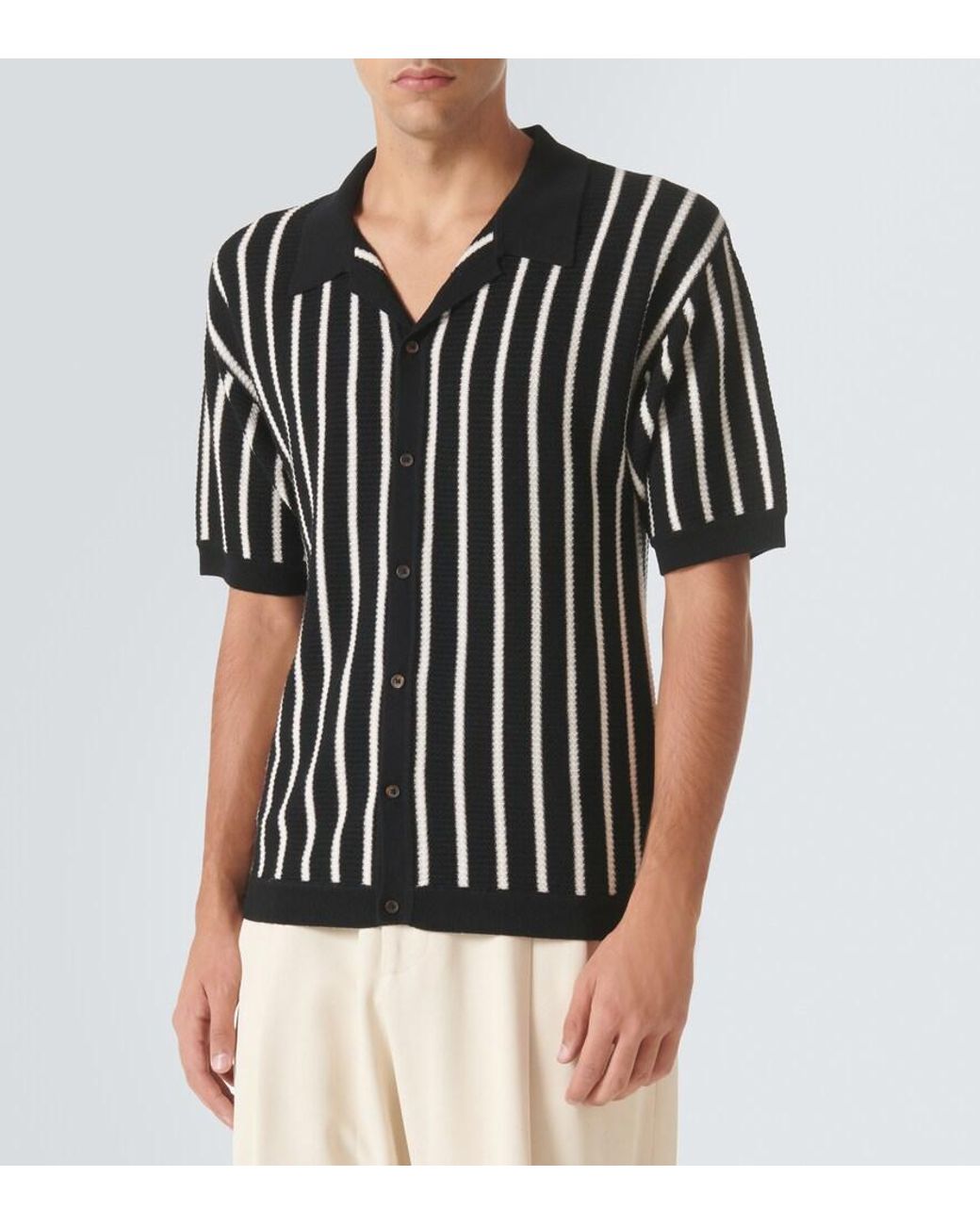 King & Tuckfield Black Striped Wool Shirt for men