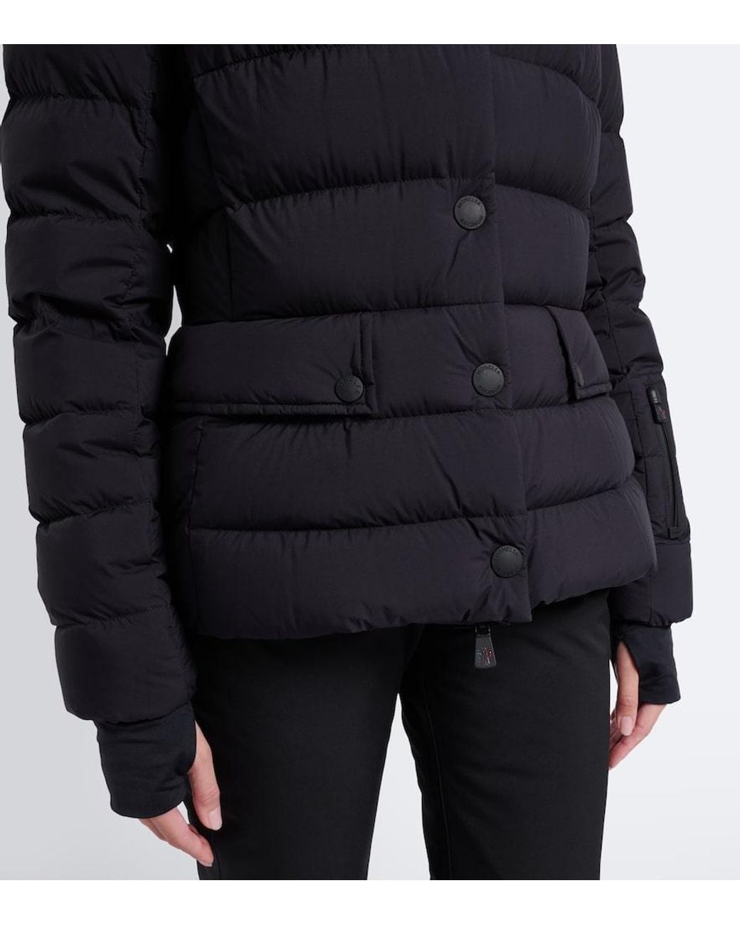 Moncler Black Armoniques Shearling-Trimmed Ski Jacket