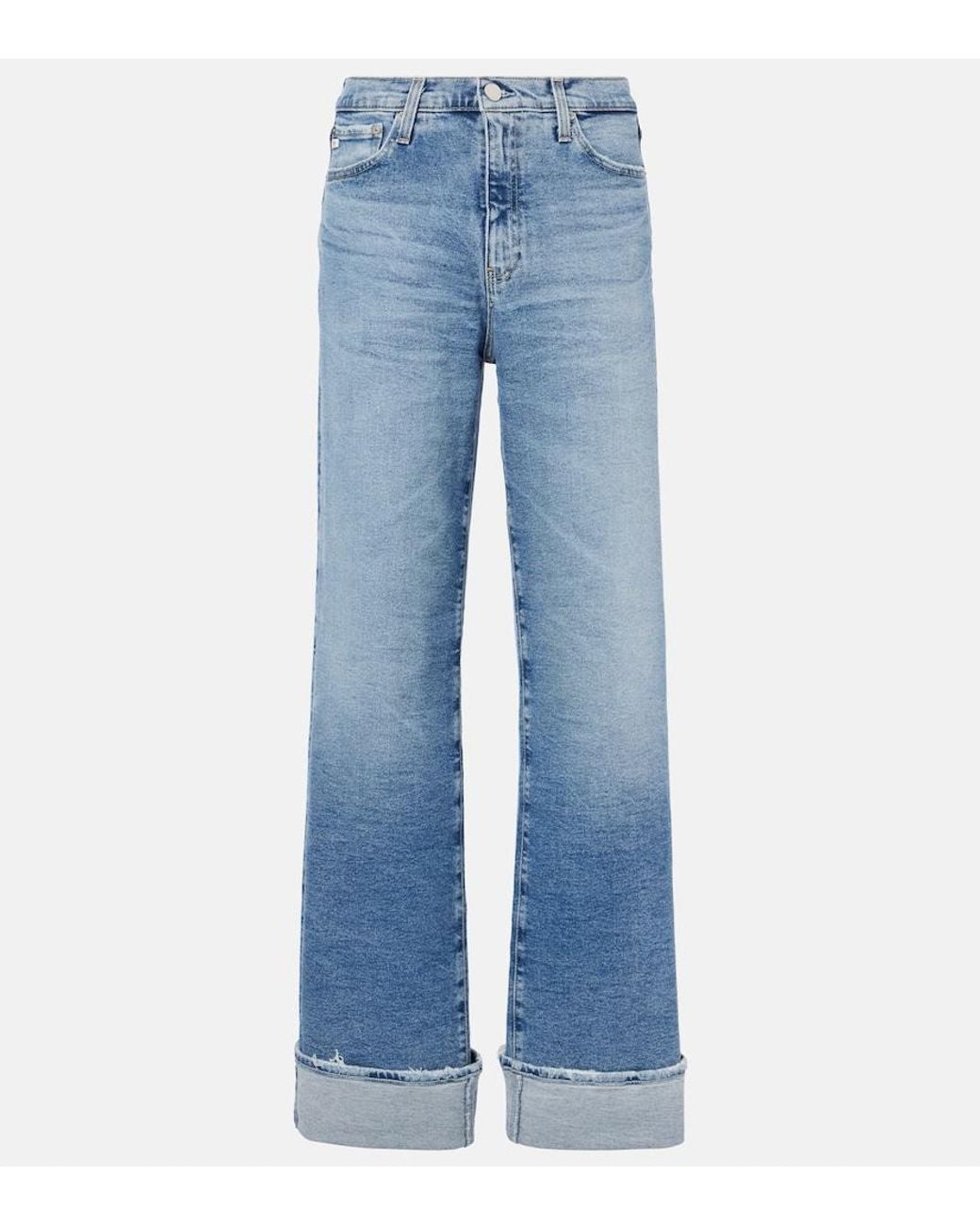 AG Jeans Blue Kora High-Rise Wide-Leg Jeans
